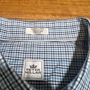 Peter Millar Shirt Mens XL Blue Plaid Button Down Casual Long Sleeve Preppy Top